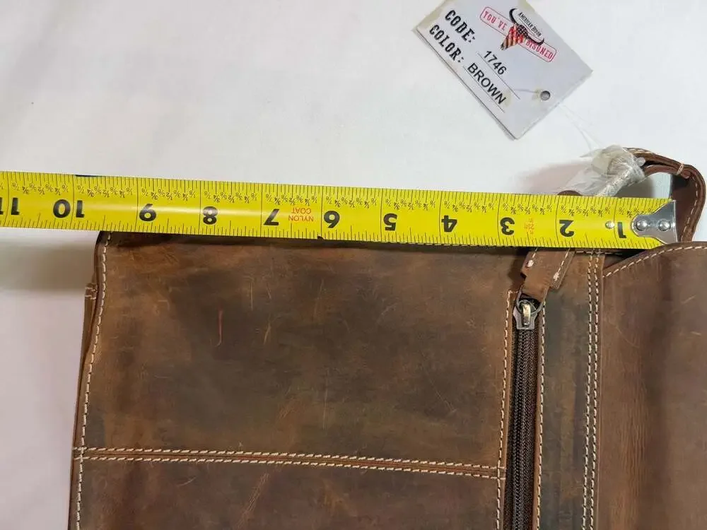 American Bison Genuine Leather Vintage Style Crossbody Messenger Bag Code 1746